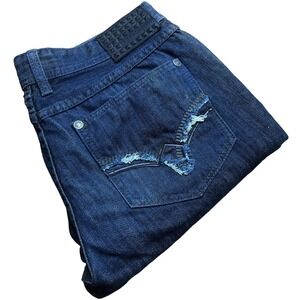 AFFLICTION‎ Ace Slim Straight Men's Denim Jeans Navy Blue Size 36x32